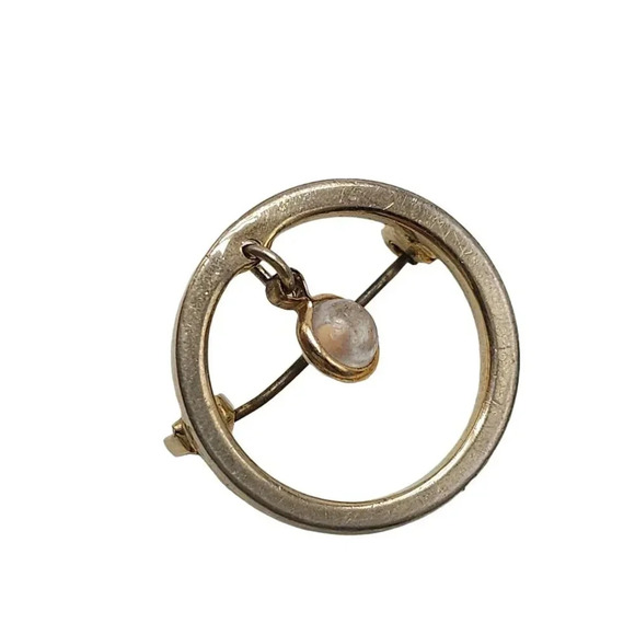 Mustard Seed Circle Brooch Pin Gold Tone Vintage - Picture 2 of 4